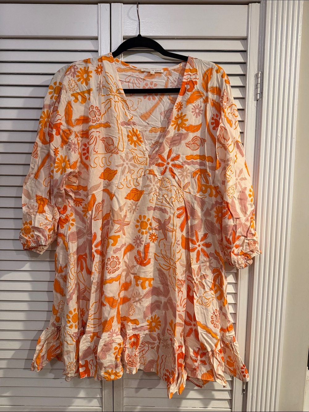 Women’s Floral Orange & Cream Swim Coverup Tunic